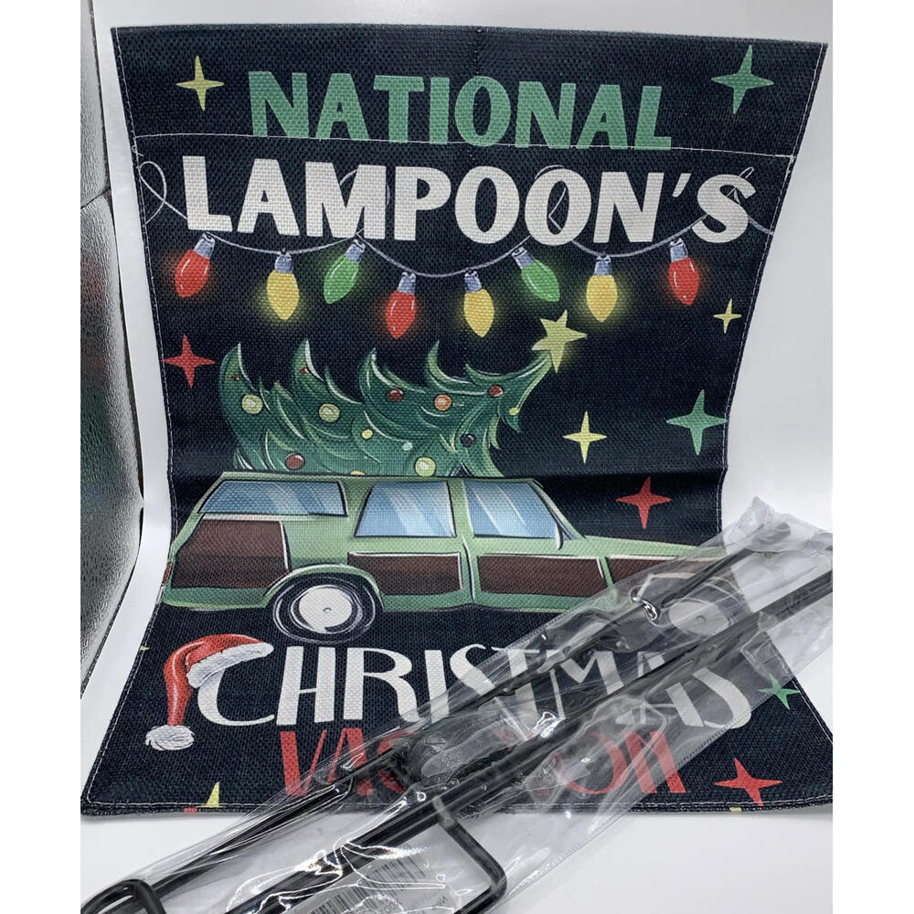 National Lampoons Christmas Vacation 18”x12” Garden Flag W/Garden Flag Stand NEW